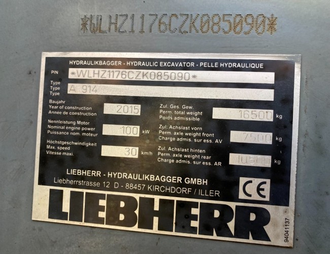 2015 Liebherr A914-Li VK7832 | Graafmachine | Mobiele graafmachine